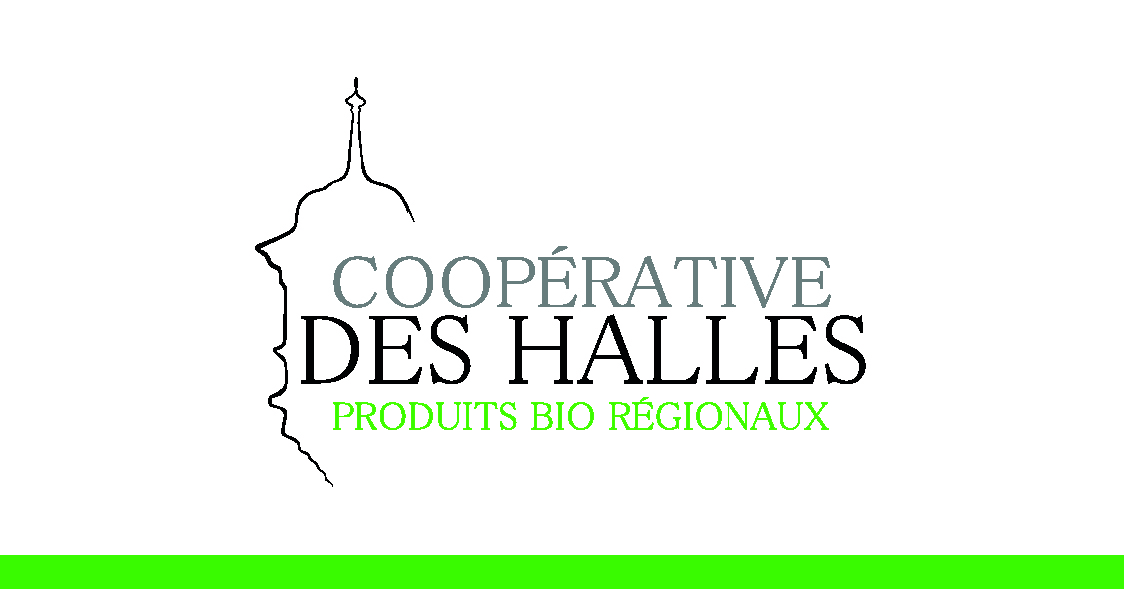 Logo de la coopérative des Halles, produits bio régionaux